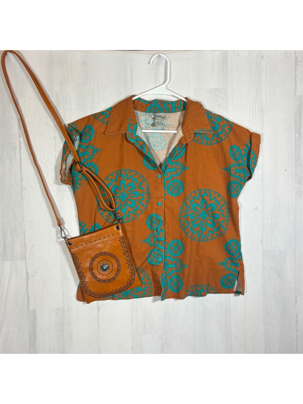 Spoon Jeans Top S + NWOT Western Crossbody Bag Boho Southwestern Cowgirl Bundle